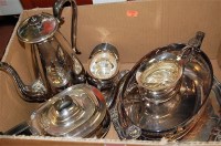 Lot 252 - A box of miscellaneous silver plated wares to...