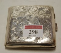 Lot 298 - A George V silver pocket cigarette case having...