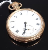 Lot 317 - A Moeris gold plated gents open faced pocket...