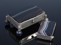 Lot 318 - A metal and agate mounted snuff-box; together...