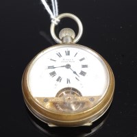 Lot 341 - A Swiss nickel cased open faced pocket watch,...