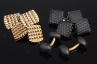 Lot 344 - A pair of yellow metal gents cufflinks;...