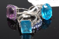 Lot 346 - Four various modern 9ct white gold and...