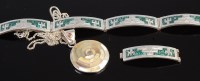 Lot 347 - A Mexican silver and enamel hinged bracelet...
