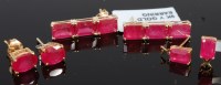 Lot 348 - A pair of 9ct gold and three ruby set ear...
