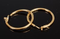 Lot 349 - A pair of 18ct hollow gold hoop earrings, 3.2g