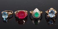 Lot 360 - Four various modern 9ct gold, semi-precious...