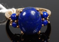 Lot 366 - A ladies 9ct gold and lapis lazuli set dress...