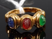 Lot 377 - A 14ct gold dress ring, set with a single...