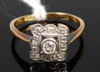Lot 380 - An Art Deco 18ct gold and platinum diamond set...