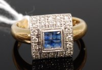 Lot 388 - An Art Deco style 18ct gold, sapphire and...