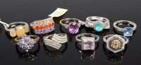 Lot 400 - Nine various modern silver and paste set dress...