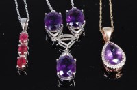 Lot 425 - A silver gilt and amethyst set pear shaped...