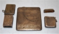 Lot 445 - A George V silver pocket cigarette case,...