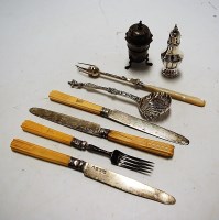 Lot 447 - A George V silver pedestal pepperette together...