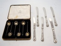 Lot 448 - A set of six George V silver handled tea...