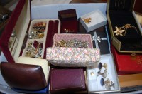 Lot 459 - A box of assorted costume jewellery to include;...