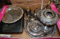 Lot 253 - A box of miscellaneous silver plated wares to...
