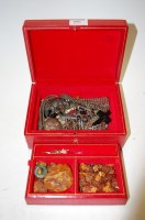 Lot 496 - A small leather clad jewellery box and...