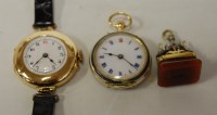 Lot 505 - A ladies guilloche enamelled and gem-set fob...