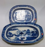 Lot 115 - A large Victorian blue & white meat plate...