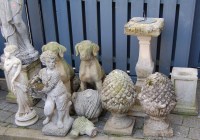Lot 1321 - A collection of reconstituted stone garden...
