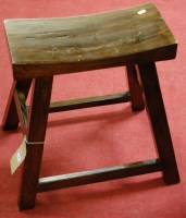 Lot 1346 - Three various contemporary stained elm milking...