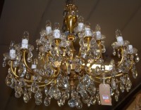 Lot 1266 - A French gilt metal multi light hanging...