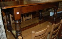 Lot 1276 - A contemporary joined oak refectory table,...
