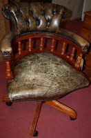 Lot 1301 - A reproduction mahogany framed and green...