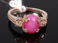 Lot 330 - A silver gilt, ruby and diamond set dress ring,...