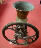Lot 516 - A large cast iron and brass coffee grinder...