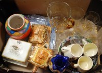 Lot 533 - A box of miscellaneous glassware and ceramics...
