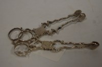 Lot 455 - Two pairs of 19th century silver sugar nips