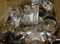 Lot 242 - A box of miscellaneous silver plated wares, to...