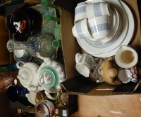 Lot 565 - Two boxes of miscellaneous china and glassware...