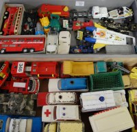 Lot 619 - Two trays of mixed playworn Corgi toys, to...