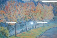 Lot 1013 - A Churchill - Summer park scene, pastel,...