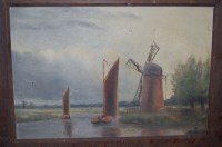 Lot 1042 - 19th century oil on canvas - river landscape...
