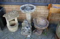 Lot 1099 - Three various reconstituted stone bird baths