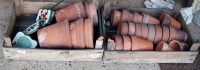Lot 1104 - Two boxes of assorted terracotta plant pots;...
