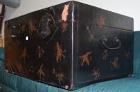 Lot 1130 - An Eastern black lacquered hinge top...