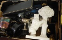 Lot 613 - A box of mixed silver plated wares and cameras,...
