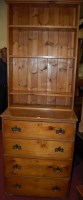 Lot 1175 - A pine dresser, the associated rack with...