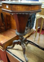 Lot 1182 - A Victorian walnut trumpet shaped workbox, the...