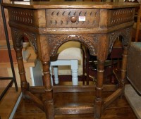Lot 1195 - A modern moulded oak credence style table,...