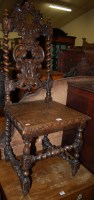 Lot 1157 - A Victorian oak dining chair, having a pierced...