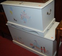 Lot 1215 - A white painted childs toy box, w.98cm;...