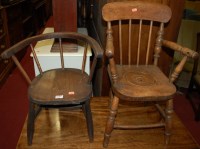 Lot 1216 - A Victorian stained beech childs commode chair,...