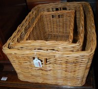 Lot 1225 - A graduated set of three rectangular wicker...